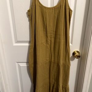Pact Green Maxi Sundress Scoop Neck Sleeveless